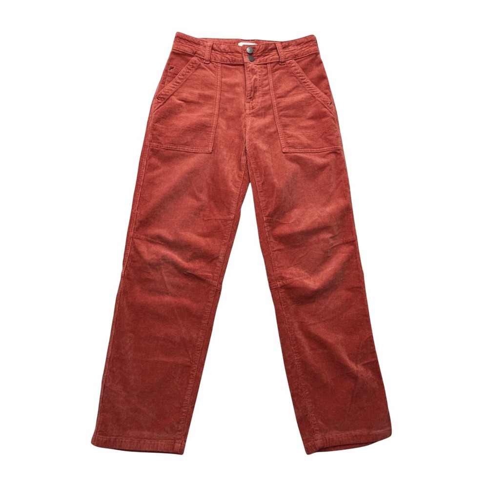 Pilcro Corduroy Pants Womens 26 Orange Cropped Straight Utility Pockets Stretch